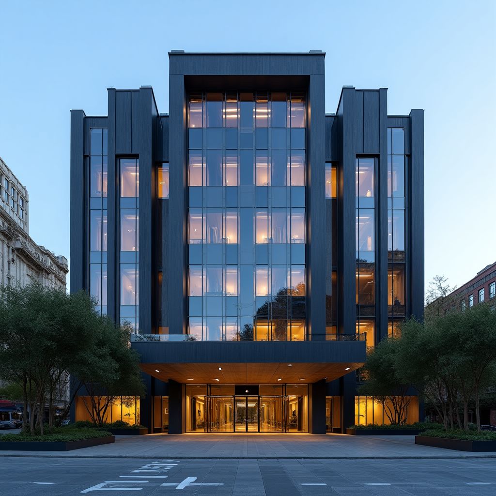 Edificio moderno de la Academia de Inversiones Argentina